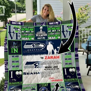 Seattle Seahawks Personalized Name Quilt Blanket and Home Decor