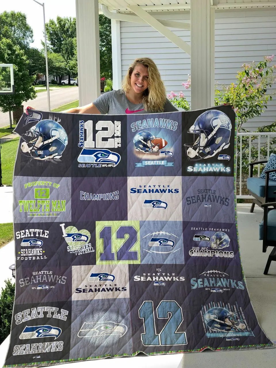 Seattle Seahawks Quilt Blanket 06 and Home Decor