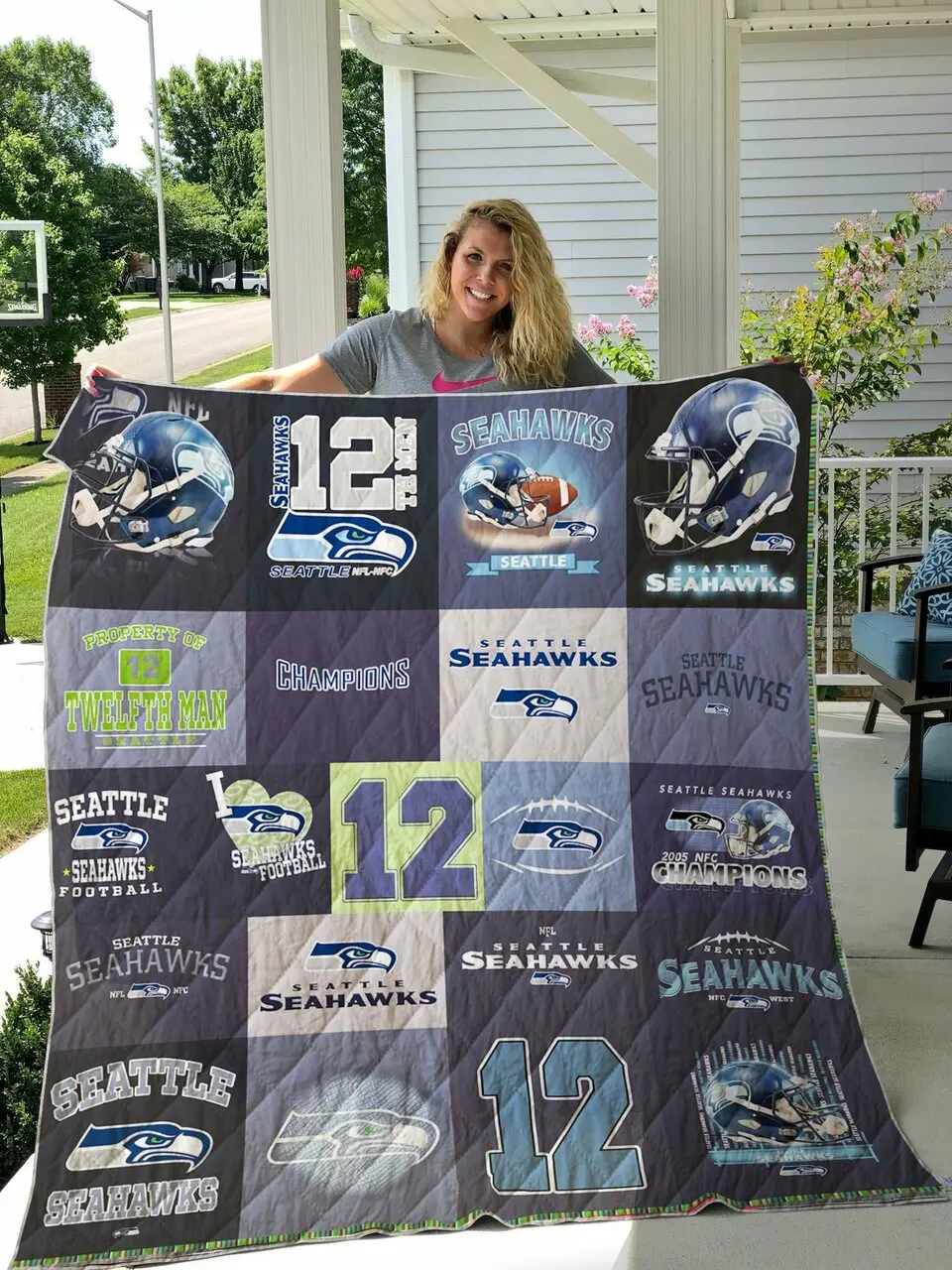 Seattle Seahawks Quilt Blanket 06 and Home Decor