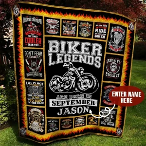 September Biker Personalized Quilt Blanket Bbb290582Sm and Home Decor