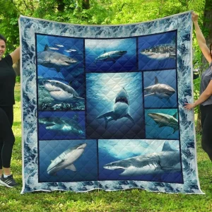 Shark In Heart ND 3D Customized Quilt and Home Decor
