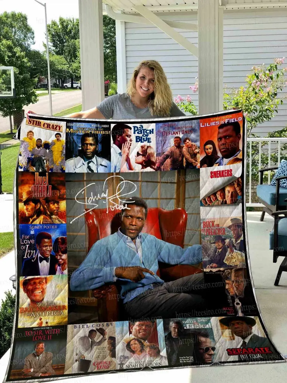 Sidney Poitier Quilt Blanket 01 and Home Decor