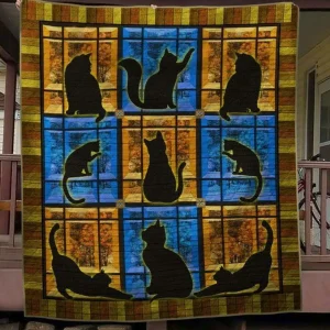 Silhouette Cat Quilt Blanket Quilt and Home Decor