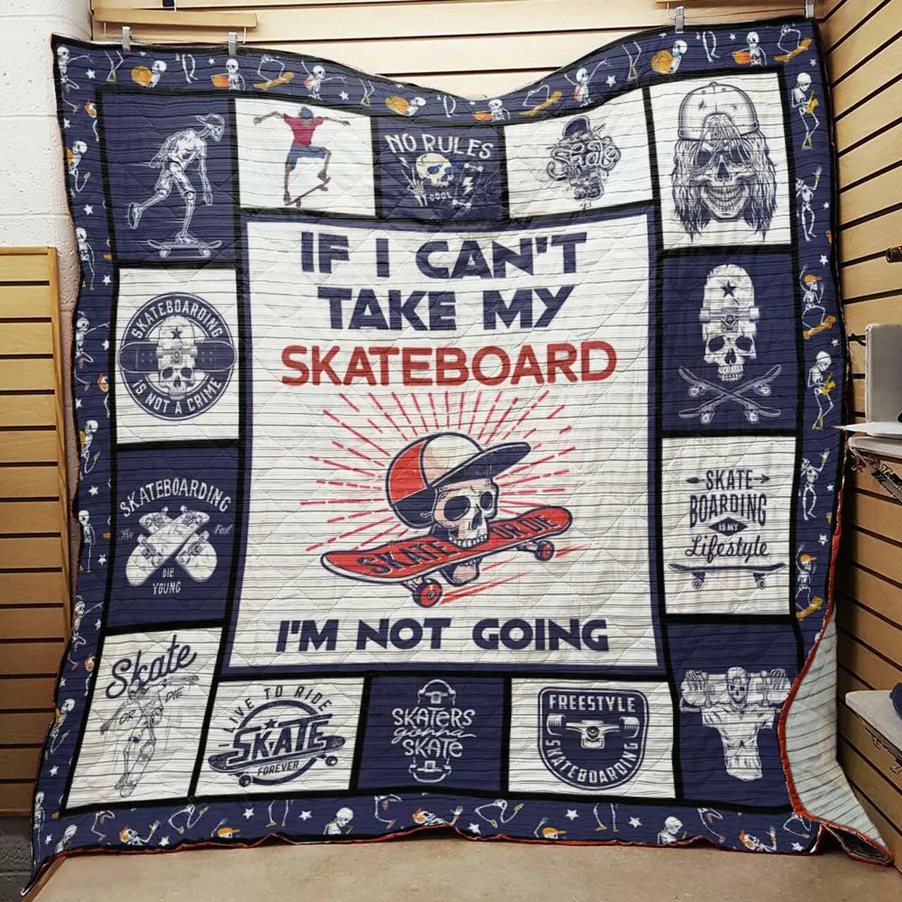 Skateboarding Skull Quilt Bt13_0308 Quilt and Home Decor
