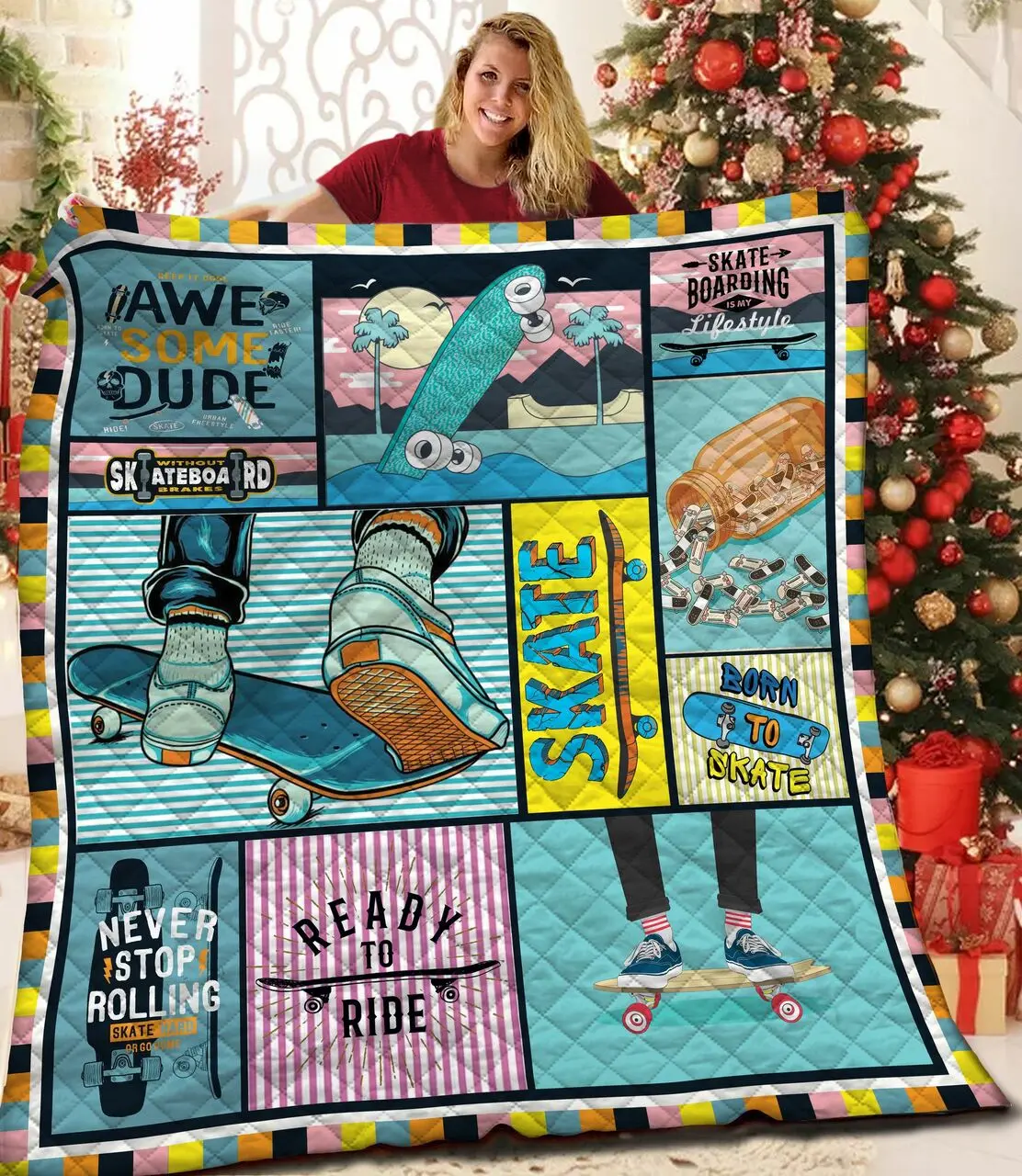 Skating Quilt Blanket Bbb020118Mh and Home Decor