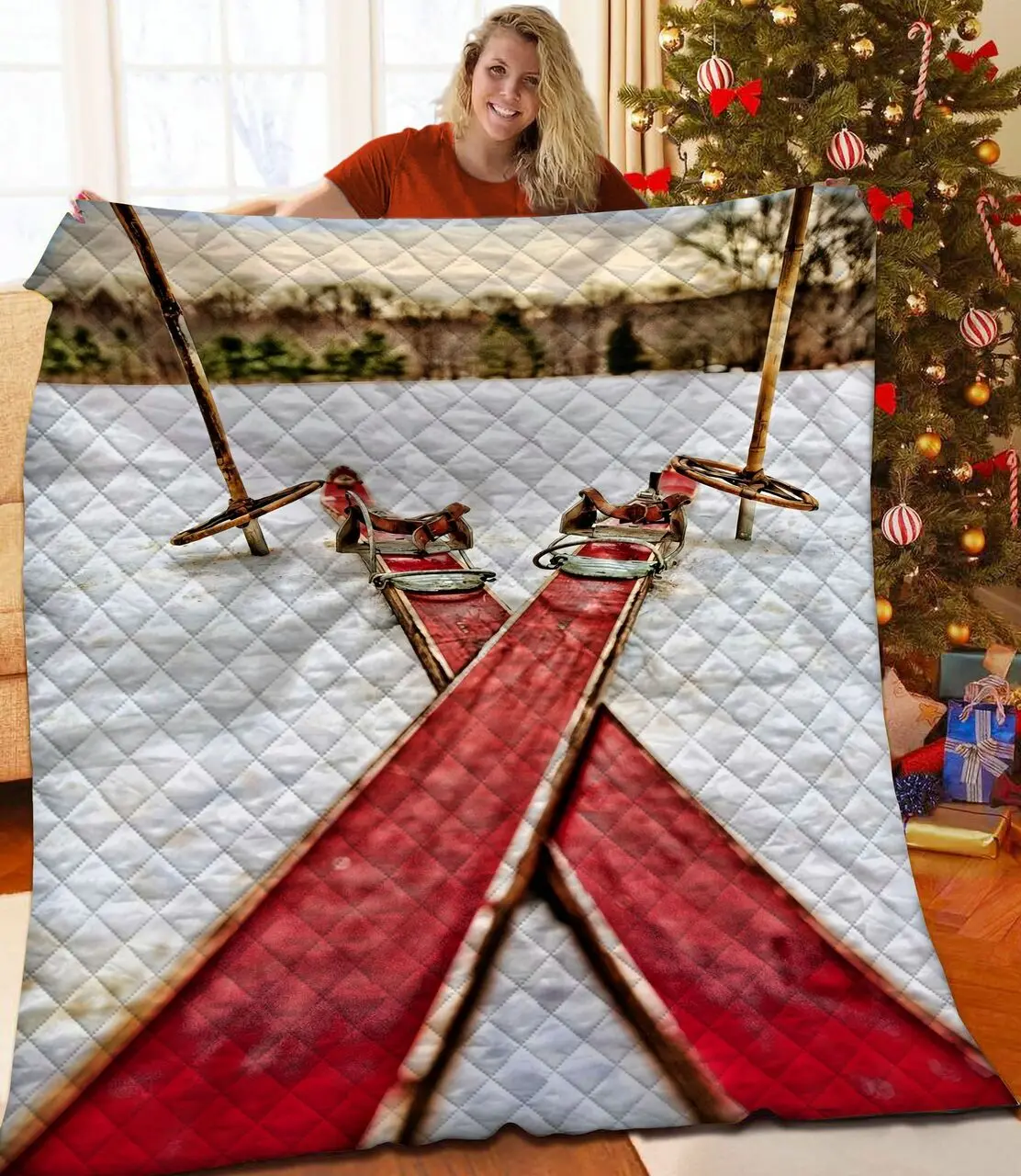 Skiing JFJ12678 3D Customized Quilt 2707 and Home Decor