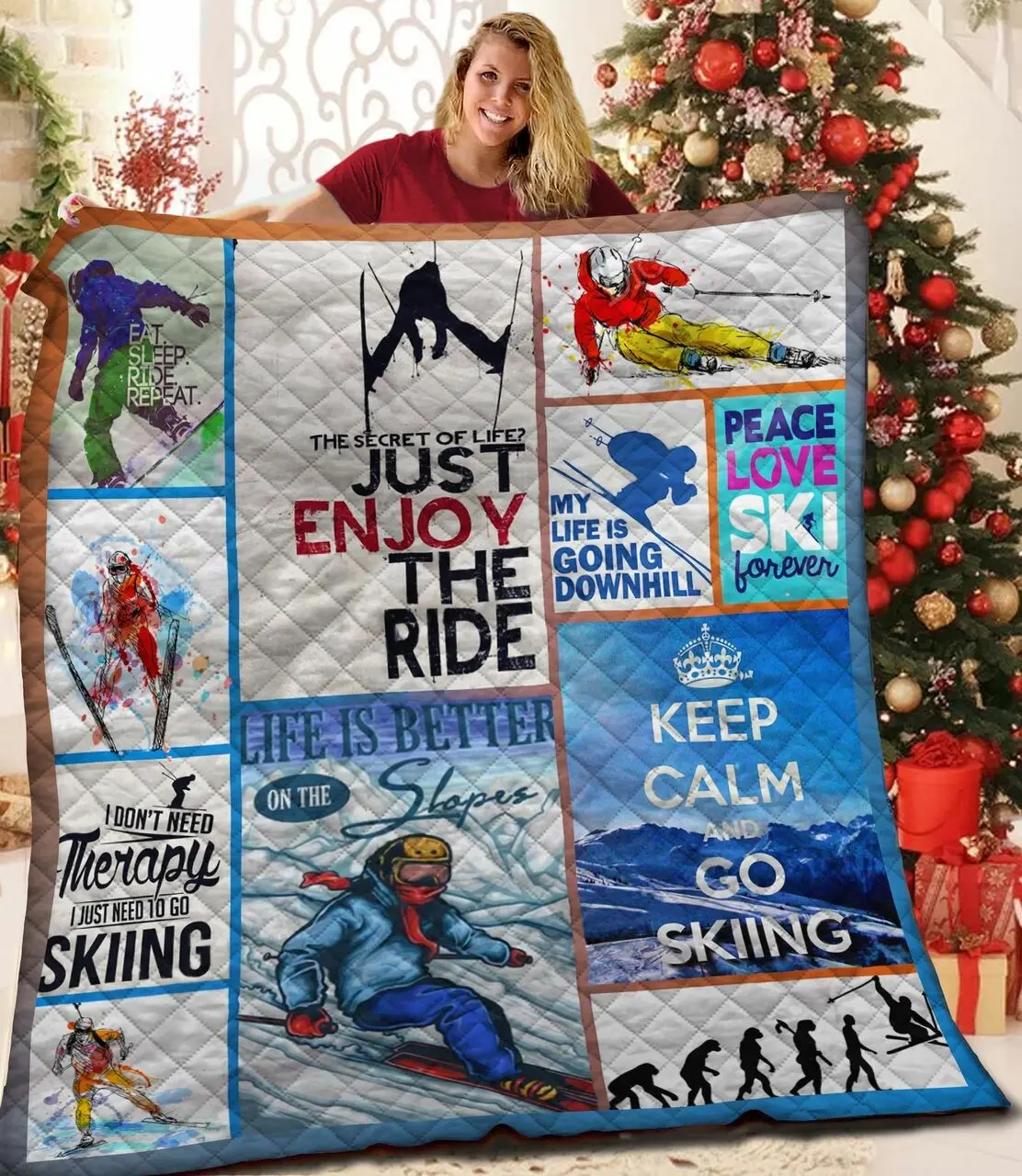 Skiing JFJ12685 3D Customized Quilt 2707 and Home Decor