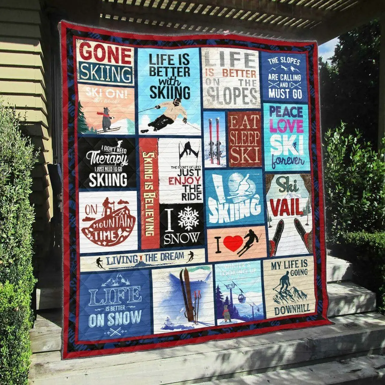 Skiing Qh1290705C Tbg Quilt Blanket and Home Decor