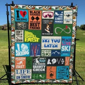 Skiing Tu160701A Tbg Quilt Blanket and Home Decor