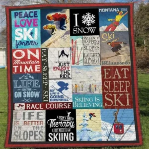 Skiing Ver2 Blanket Th1507 Quilt and Home Decor