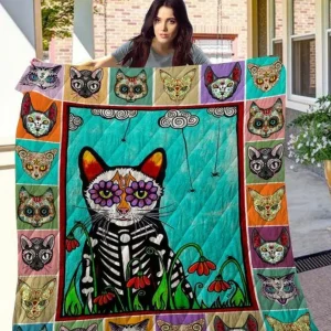 Skull Cat Ver1 Quilt Blanket Th1207 and Home Decor