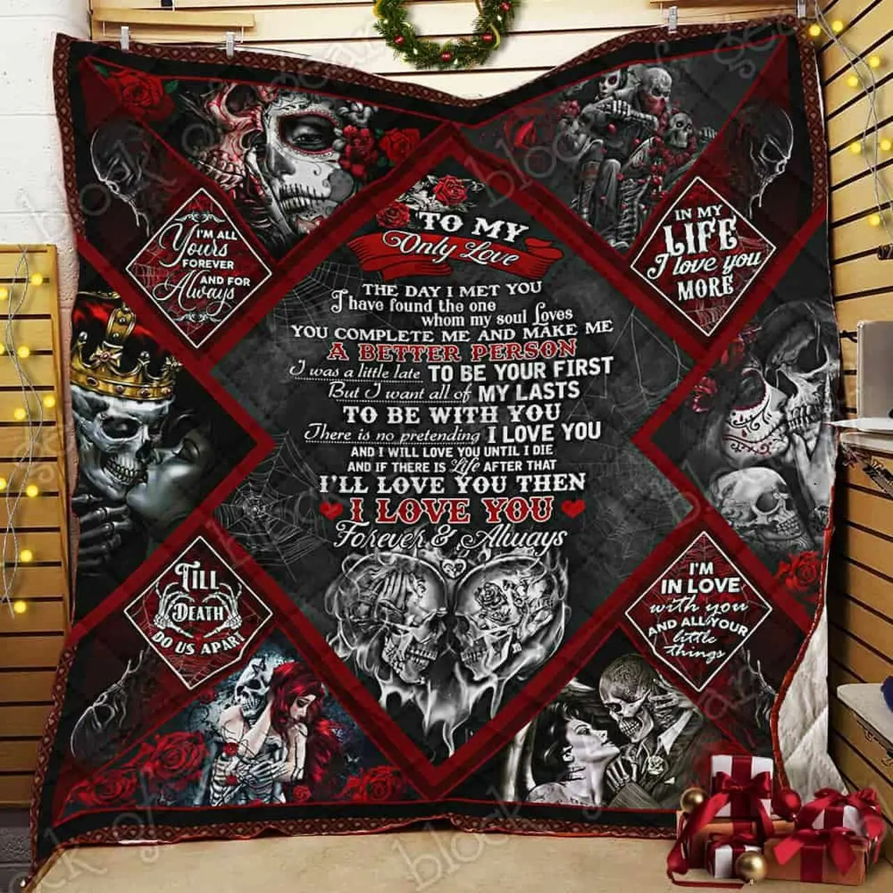 Skull Couple Cl14100448Mdq Quilt Blanket and Home Decor