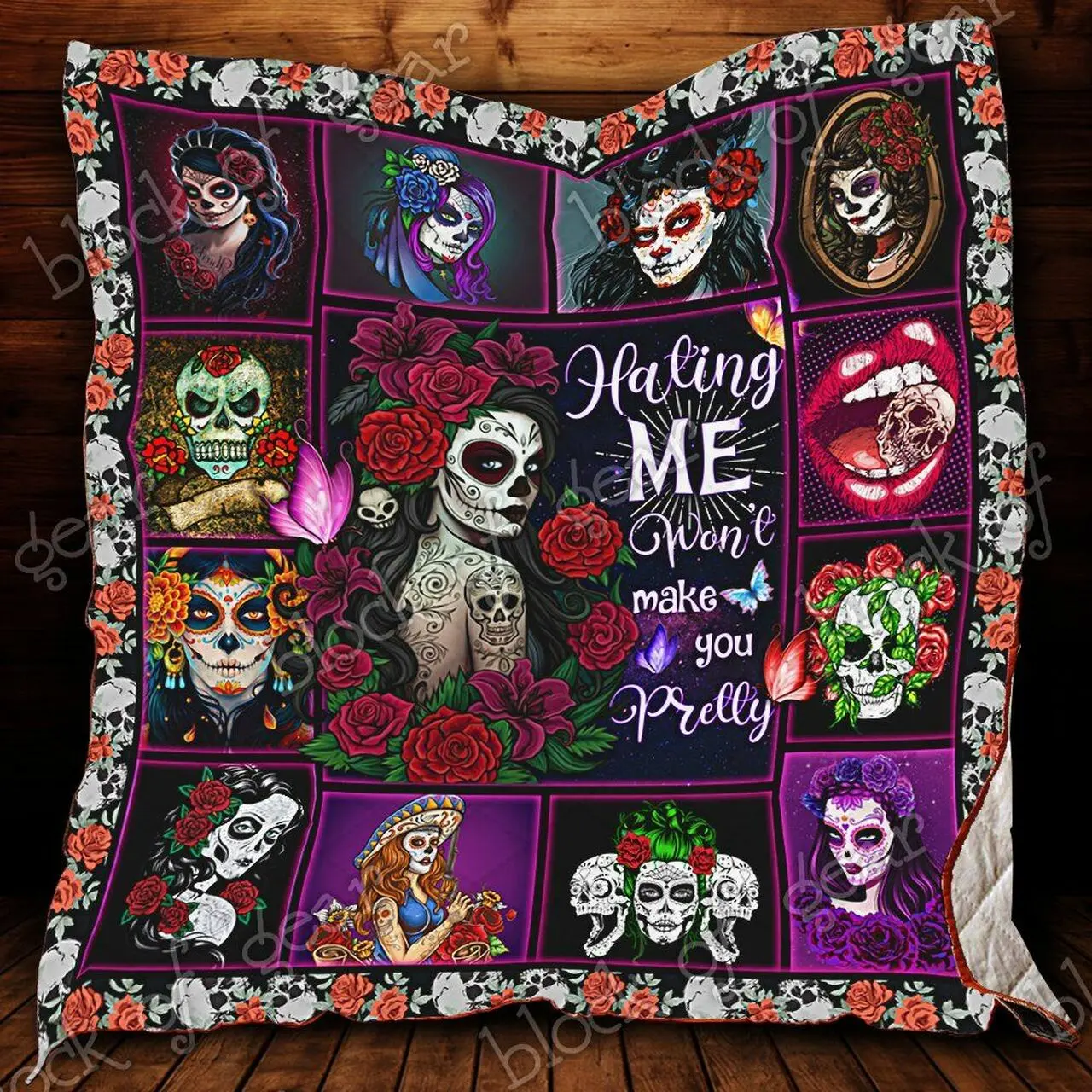 Skull Quilt Blanket Dhc13121598Vt and Home Decor