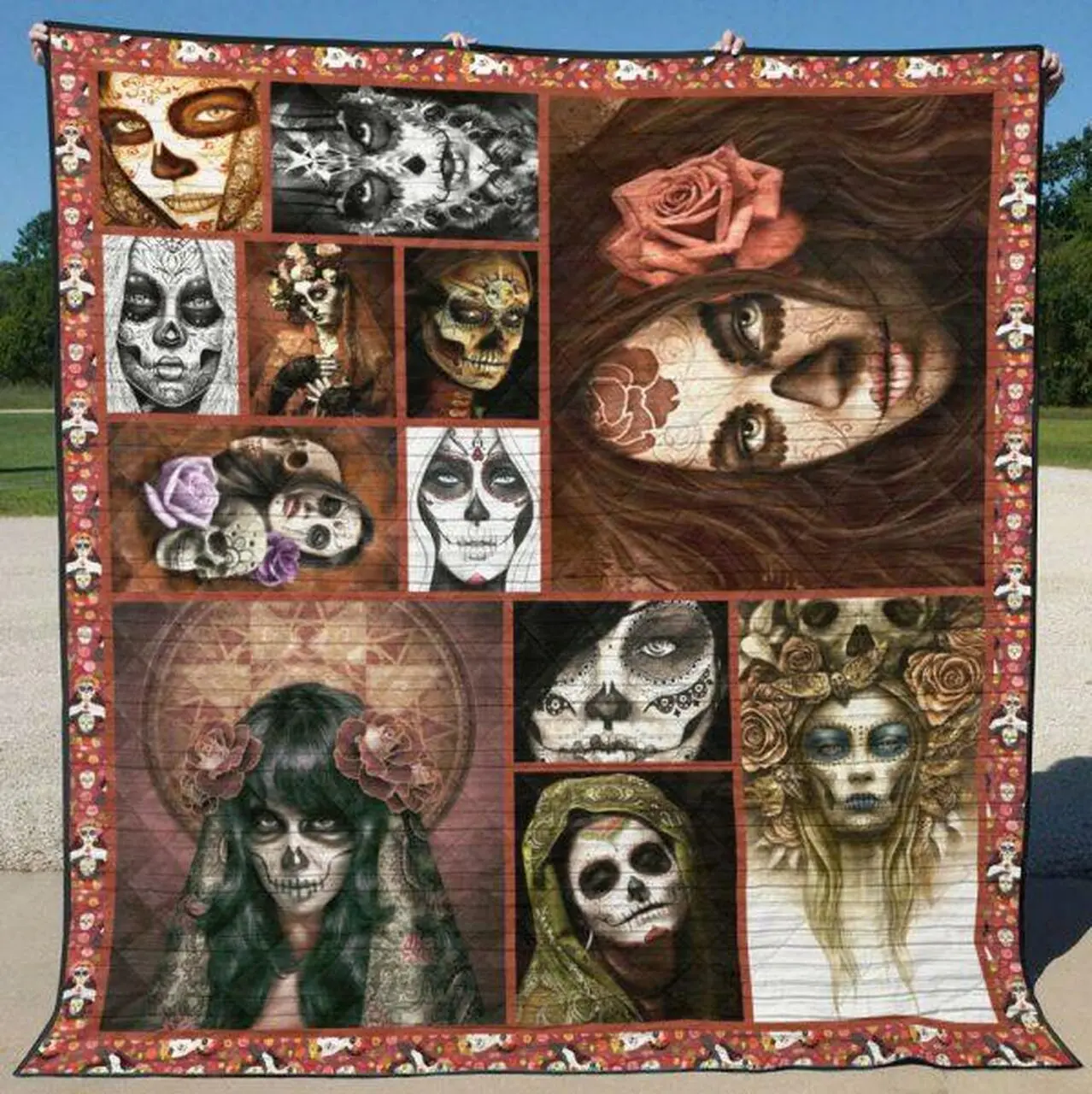 Skull Quilt Blanket Ver 23 Quilt and Home Decor