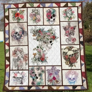 Skull Quilt Blanket Ver 40 Quilt and Home Decor