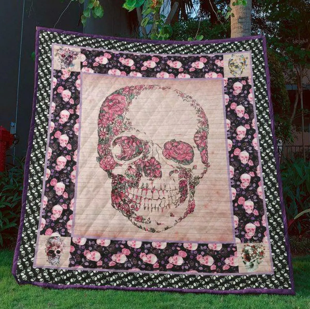 Skull Quilt Blanket Ver 67 Quilt and Home Decor