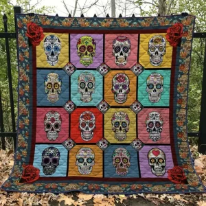 Skull Quilt Blanket Ver 82 Quilt and Home Decor