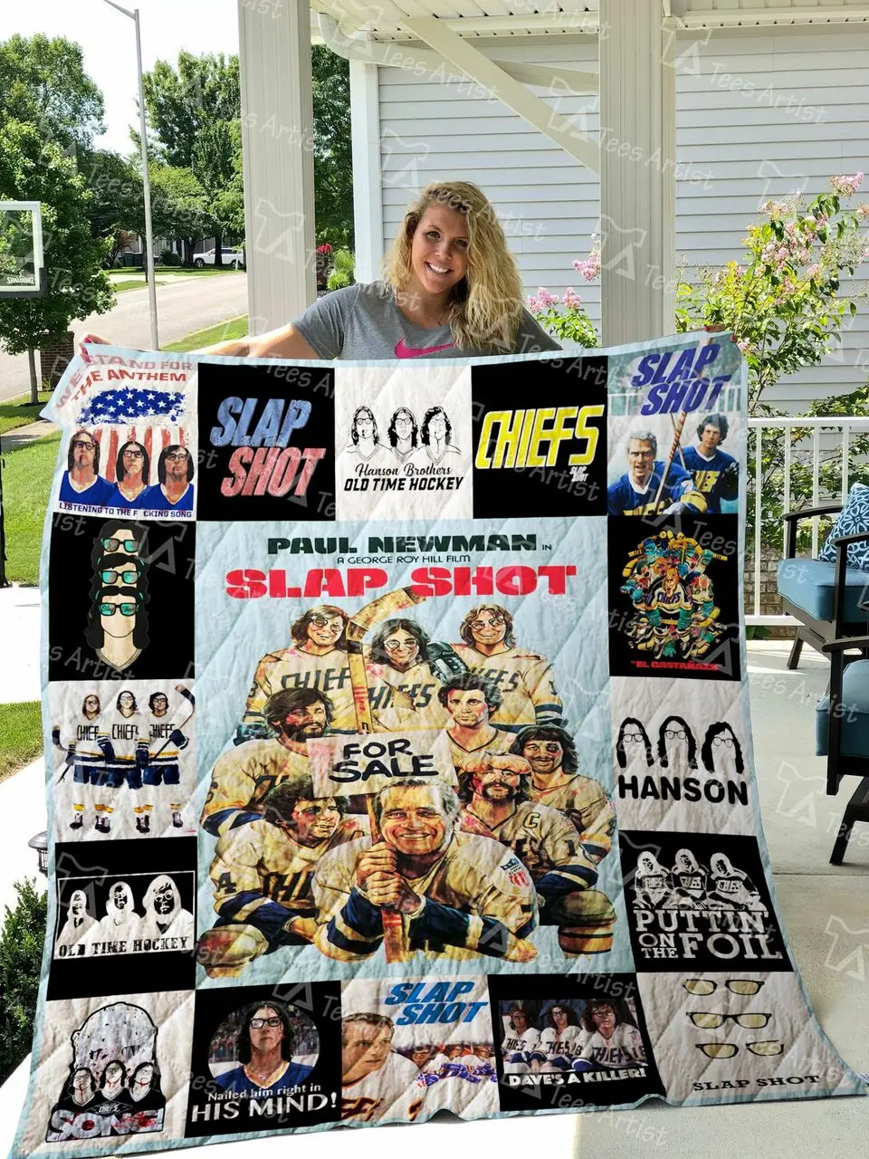 Slap Shot Quilt Blanket and Home Decor