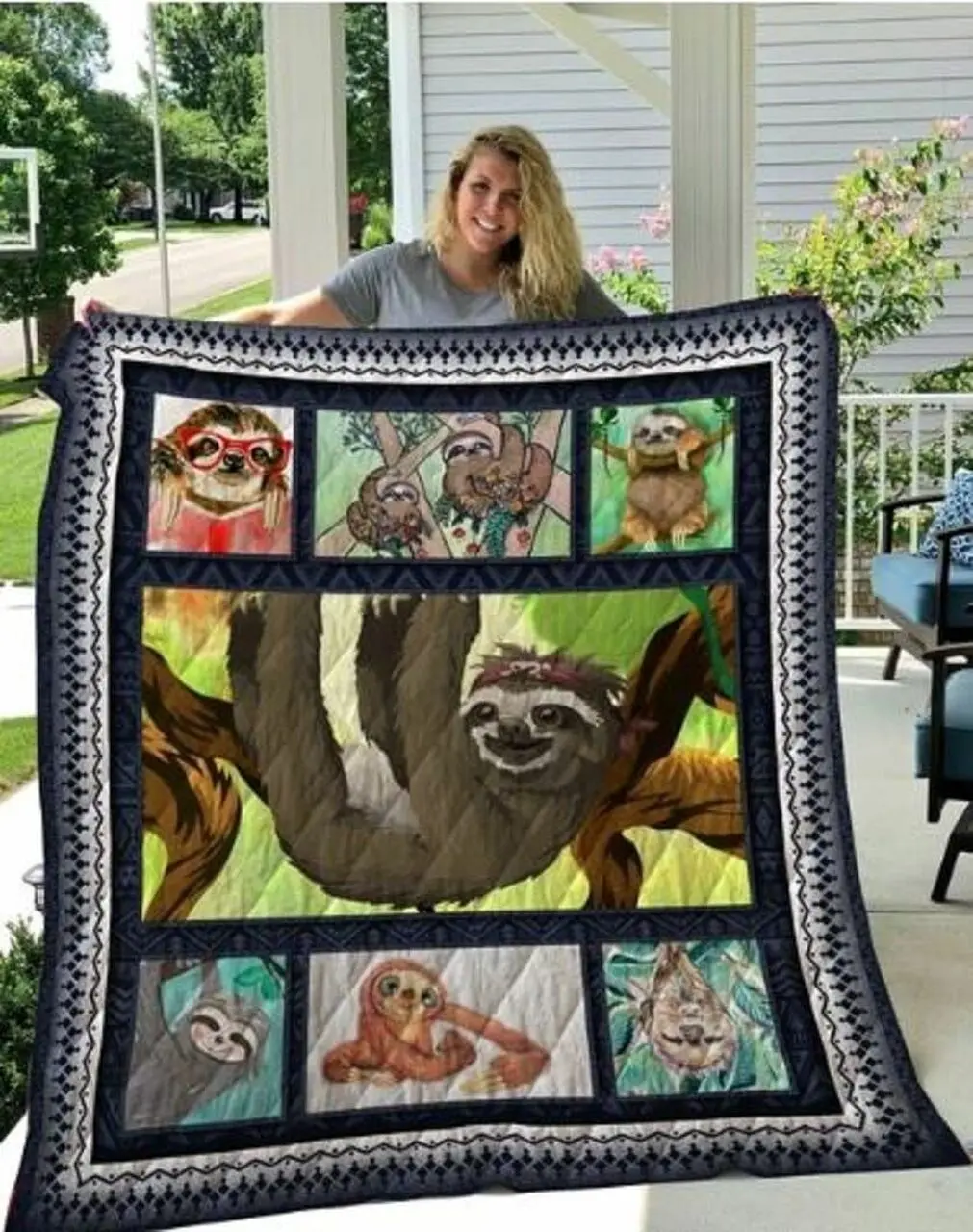 Sloth Sloth Mommy Sc Quilt Derquc and Home Decor