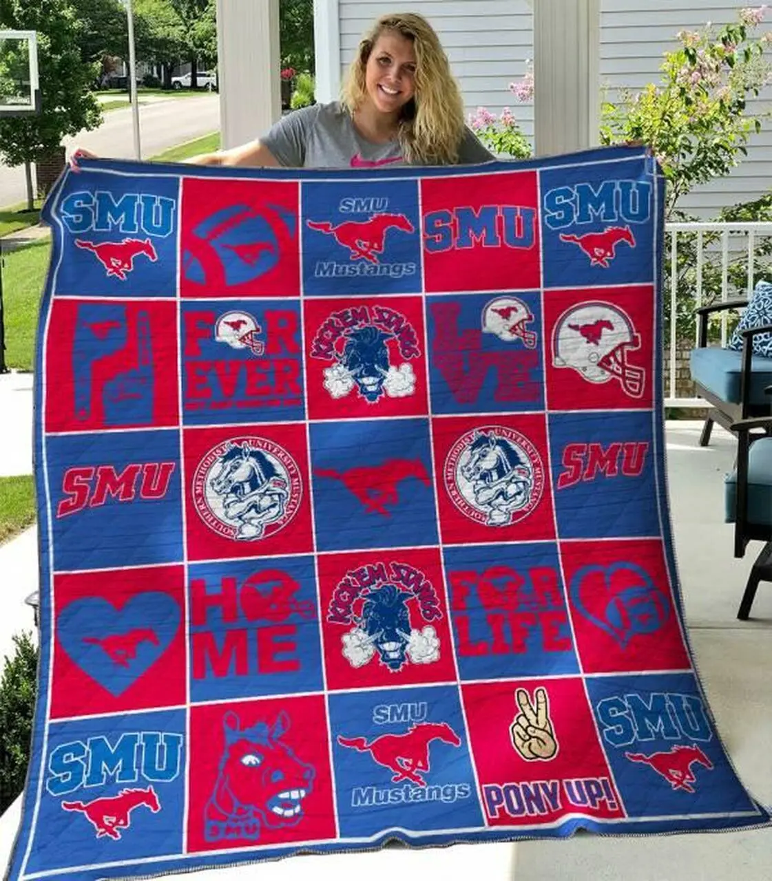 Smu Mustangs Quilt Blanket B180667 Quilt and Home Decor