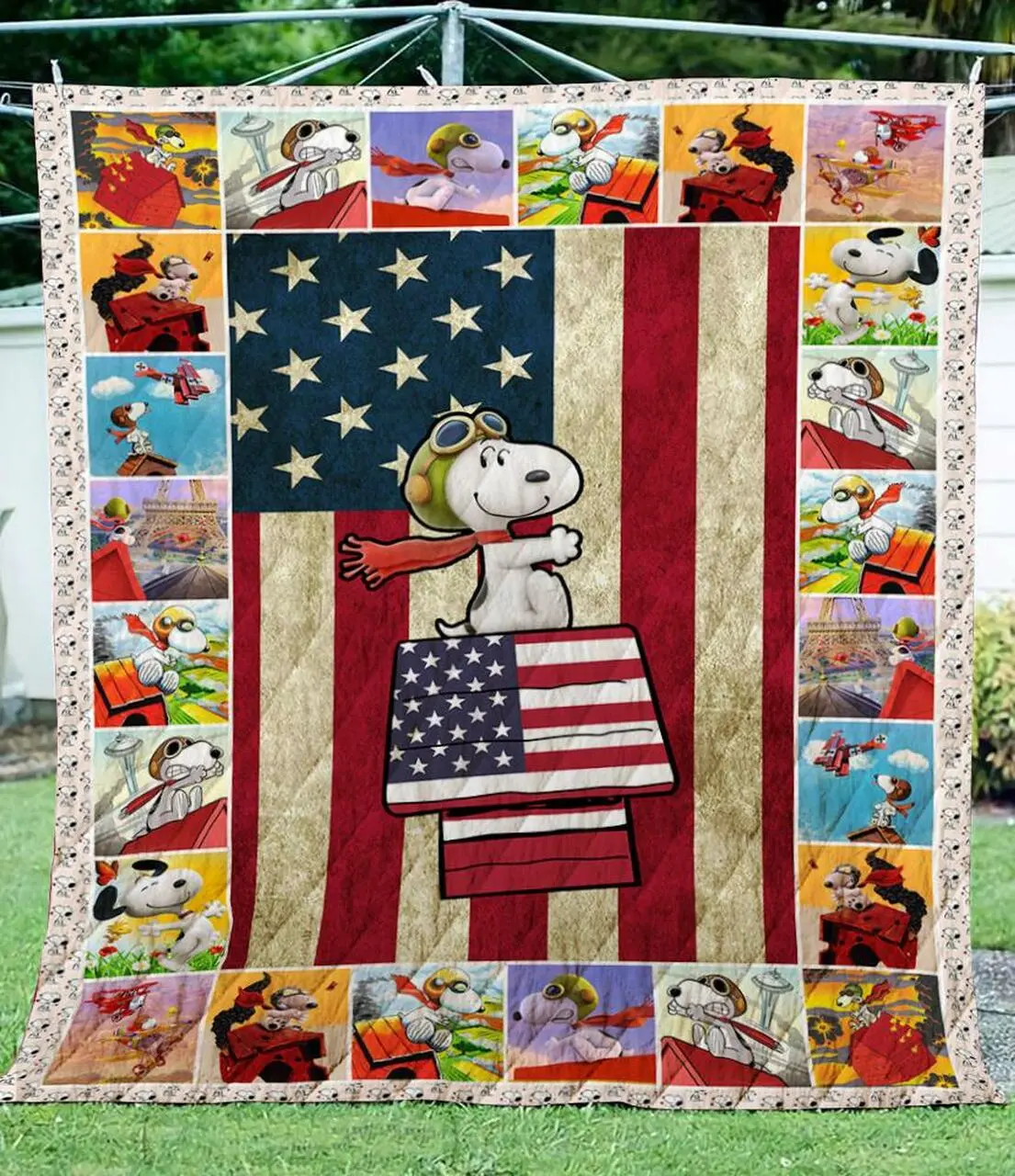 Snoopy America Summer Quilt Quilt and Home Decor