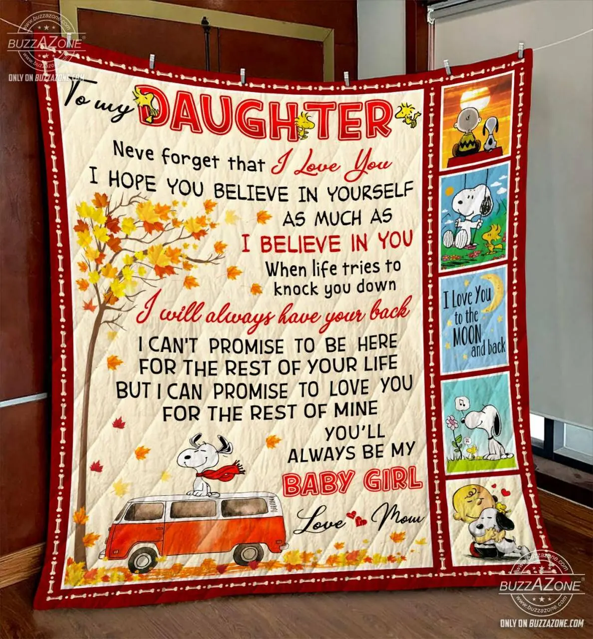 Snoopy Daughter Mom Have Your Back Quilt Gg and Home Decor