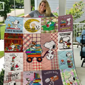 Snoopy Read Book Quilt Quilt and Home Decor