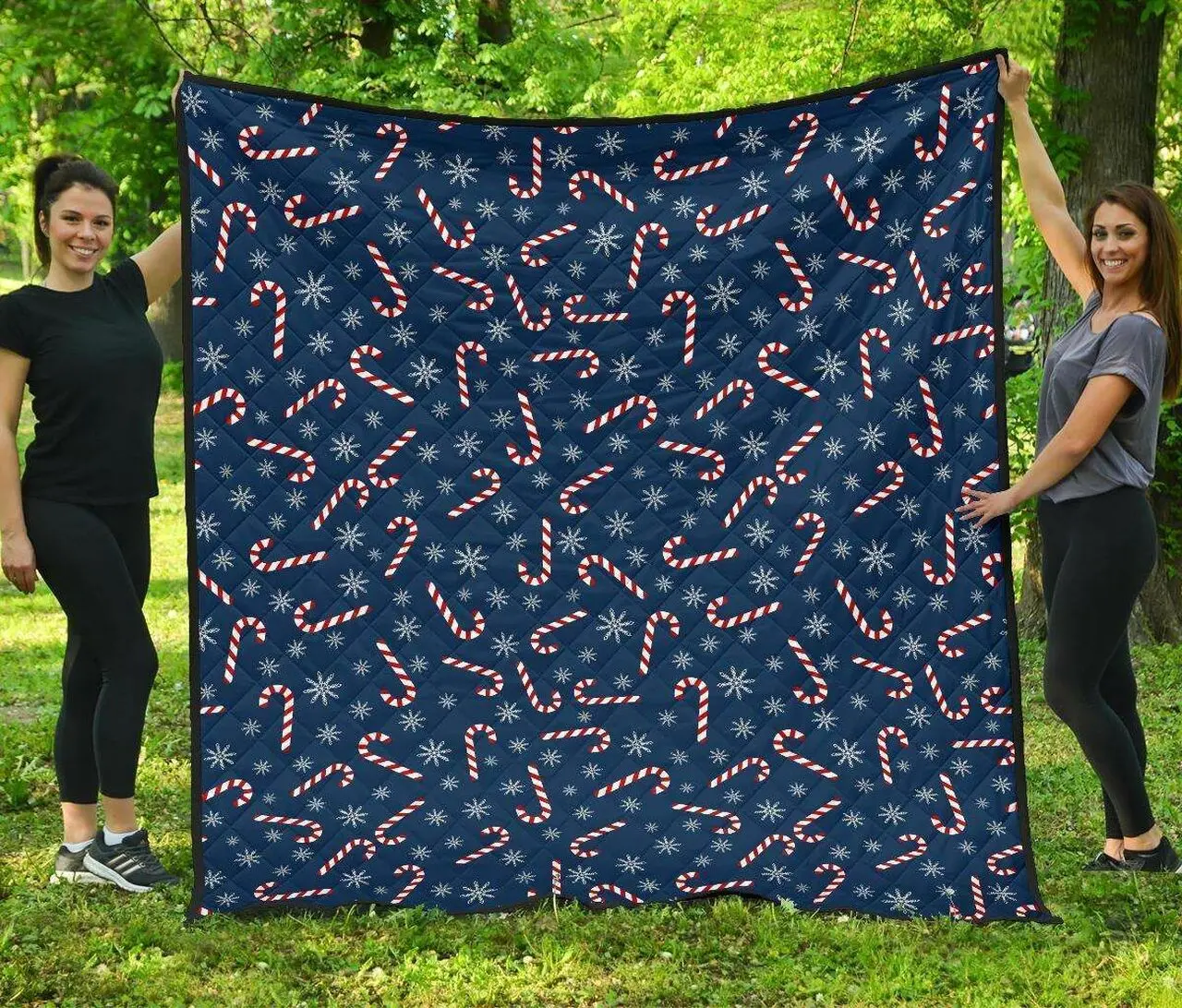 Snowflake Cady Cane Cl12100609Mdq Quilt Blanket and Home Decor