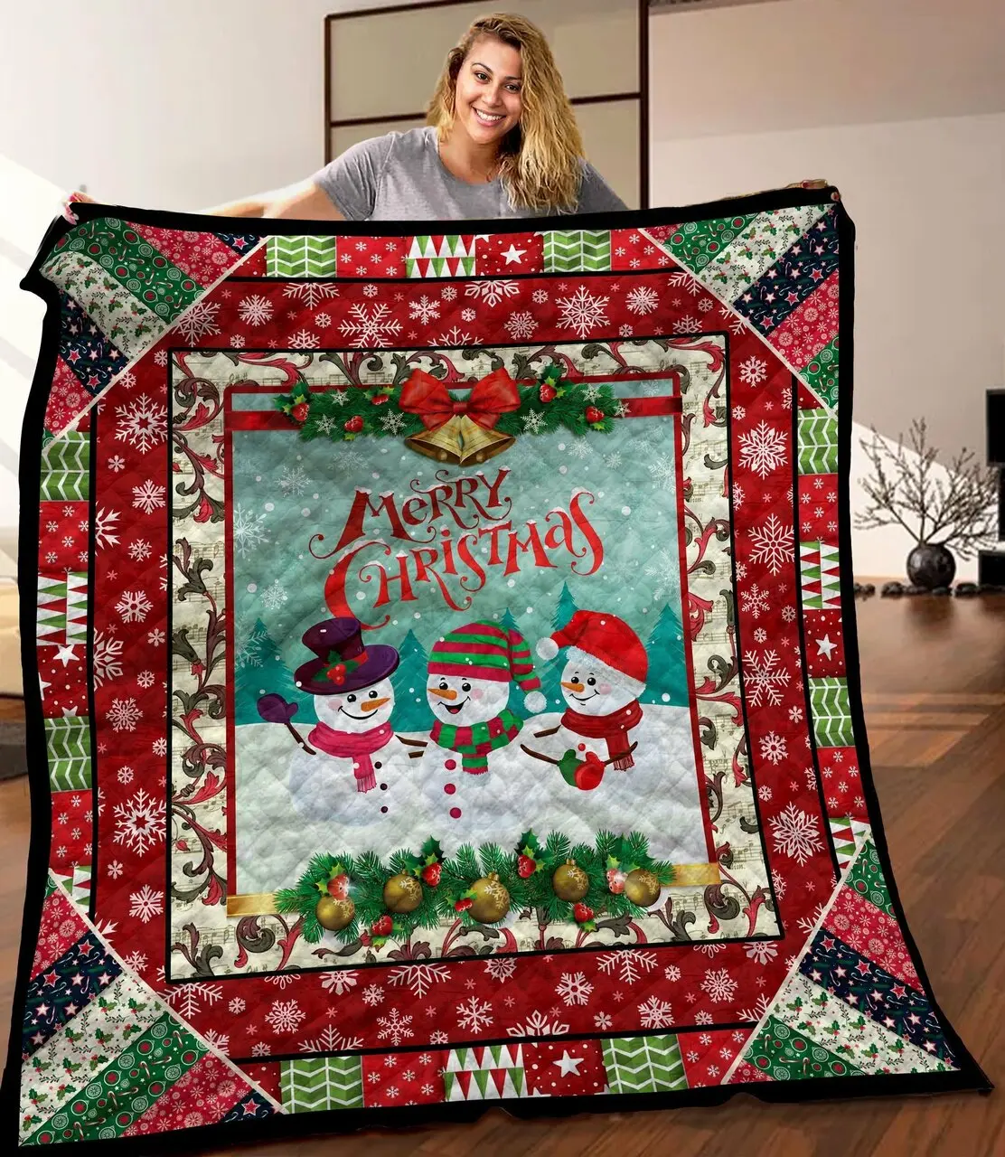 Snowman Dth161002Hd Quilt Blanket and Home Decor