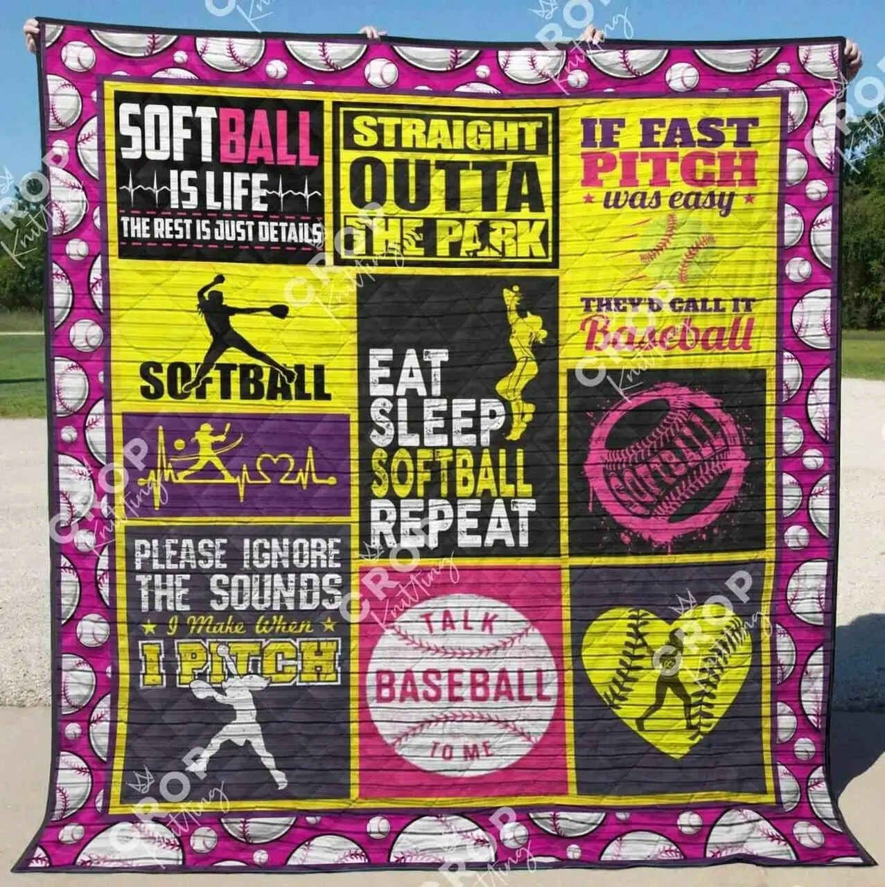 Softball 7 Blanket Th1307 Quilt and Home Decor