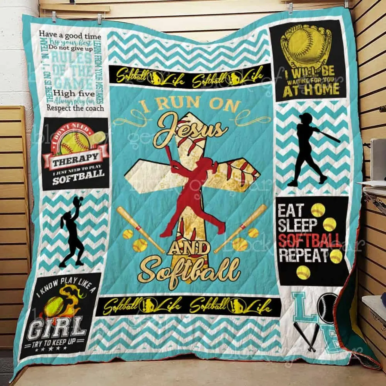 Softball Cl2100463Mdq Quilt Blanket and Home Decor
