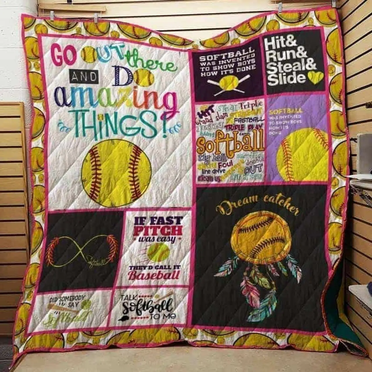 Softball Cla1610749Q Quilt Blanket and Home Decor