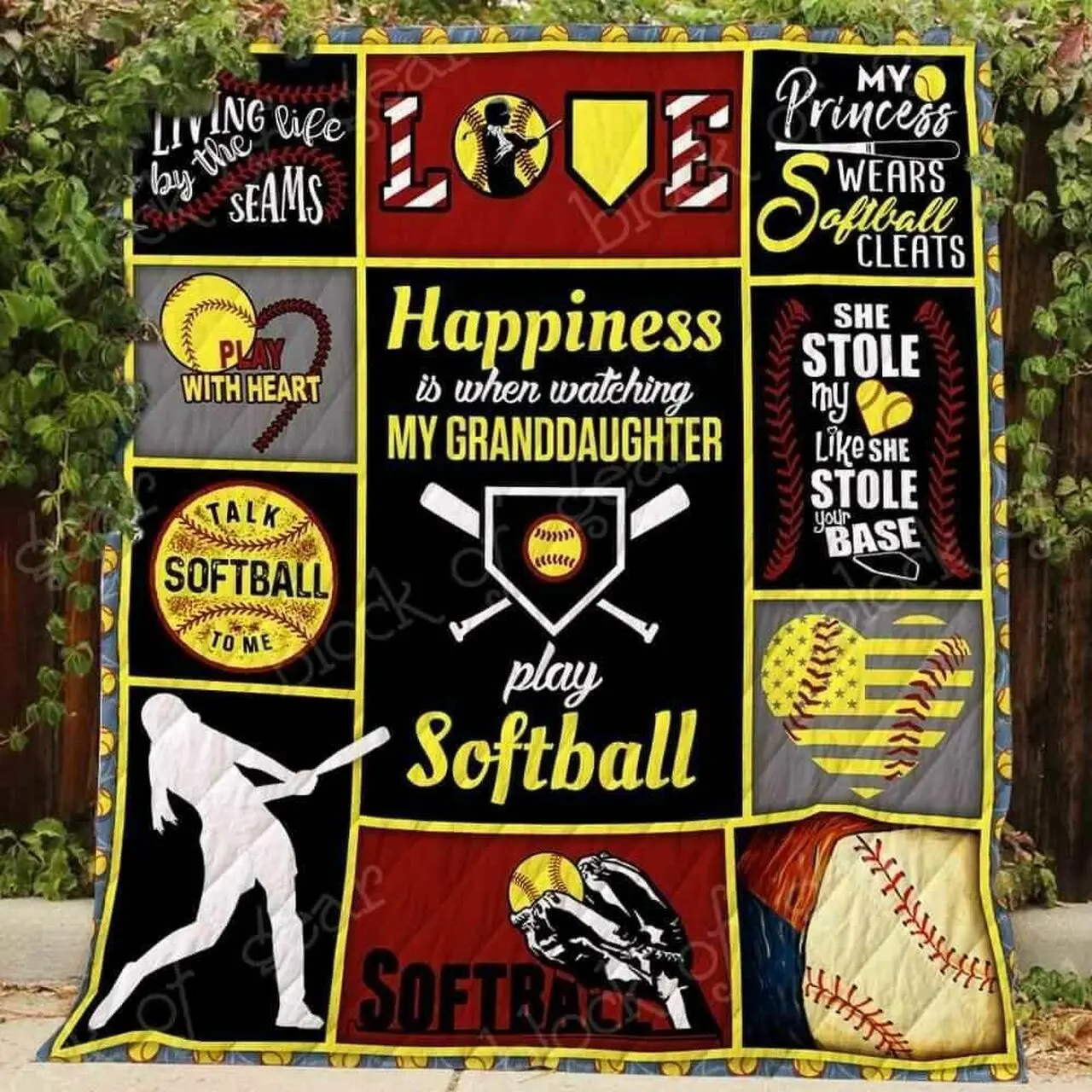 Softball Grandma Blanket Kc1307 Quilt and Home Decor