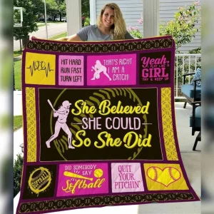 Softball Hur Quilt bu and Home Decor