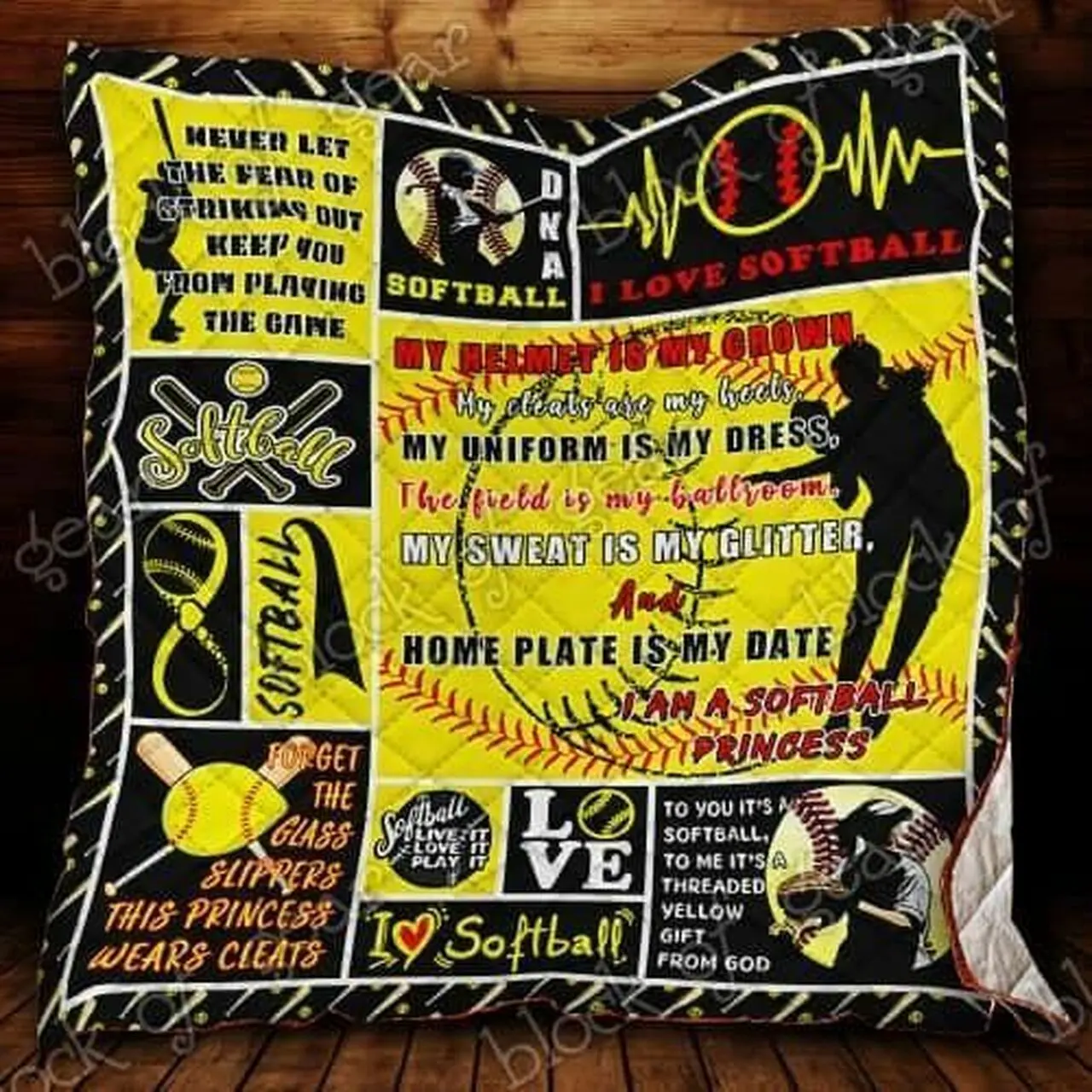 Softball Hur Quilt Cysirk and Home Decor