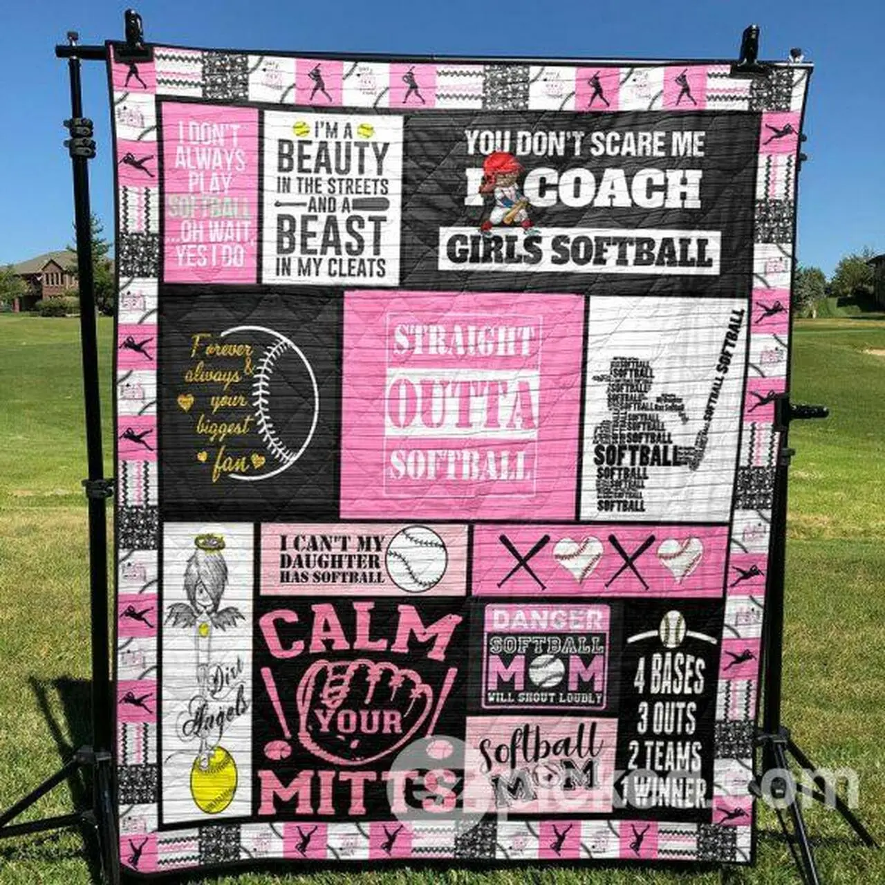 Softball Mom Quilt Blanket Aa22 Quilt and Home Decor