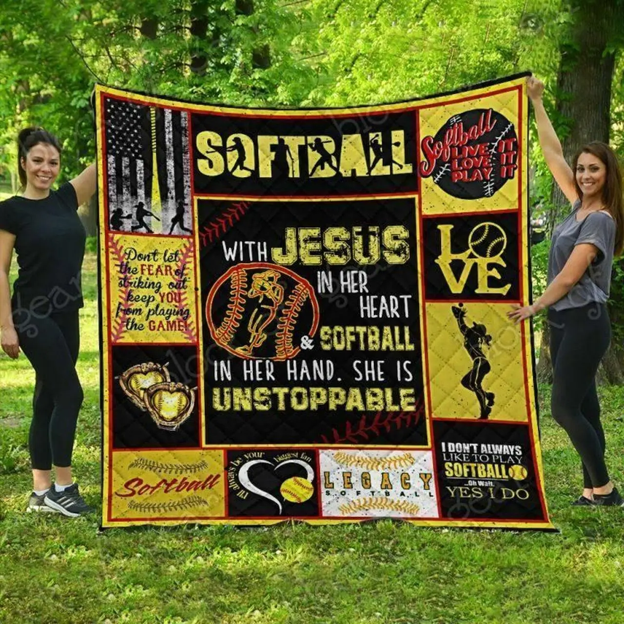Softball With Jesus LTK37 3D Customized Quilt and Home Decor