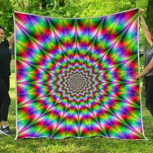 Spiky Psychedelic Optical Illusion Hur Quilt Bevriw and Home Decor