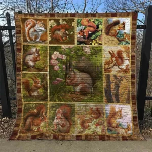 Squirrel Qv210533 Quilt Blanket and Home Decor