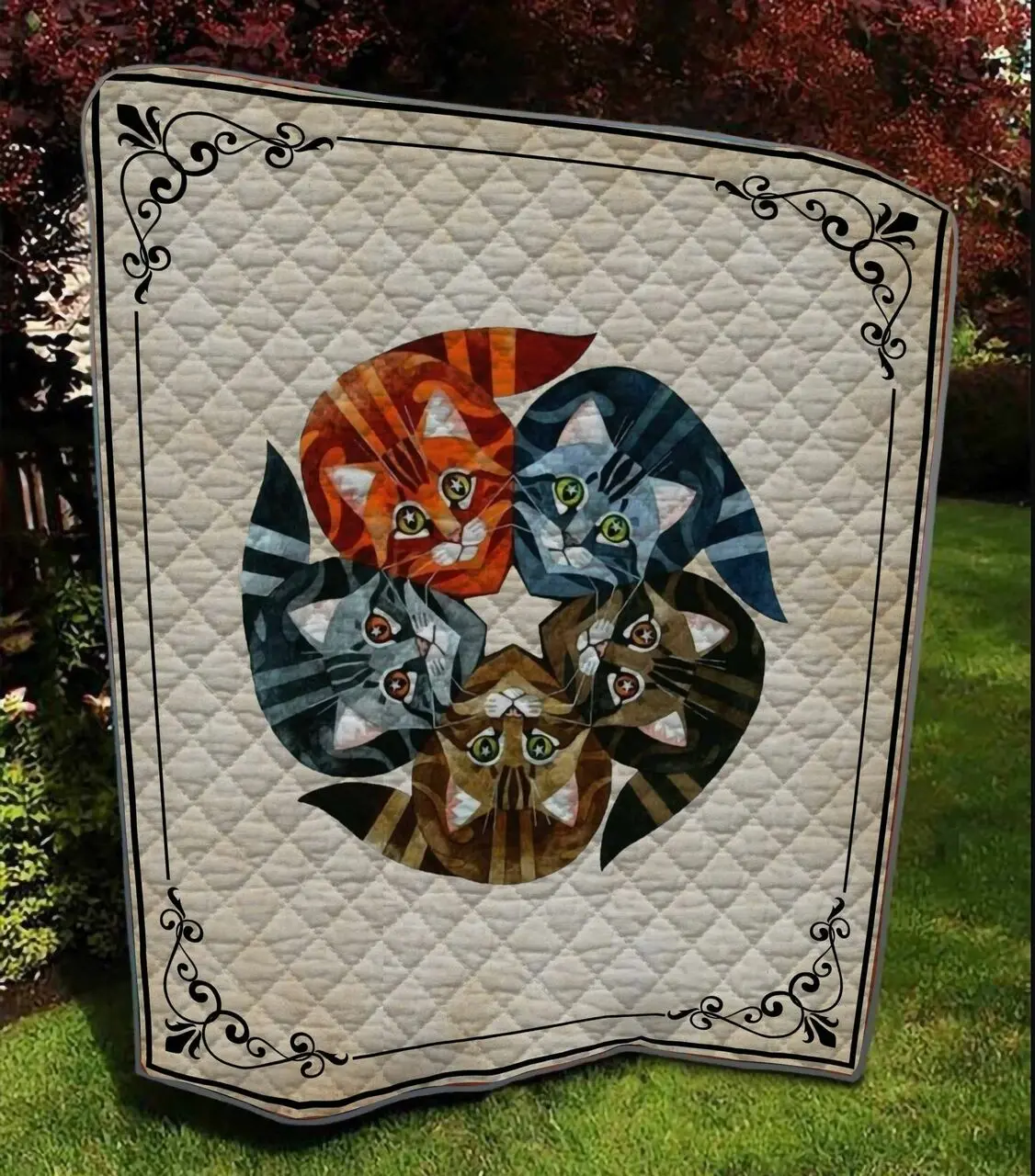 Star Five Cat 3D Customized Quilt and Home Decor