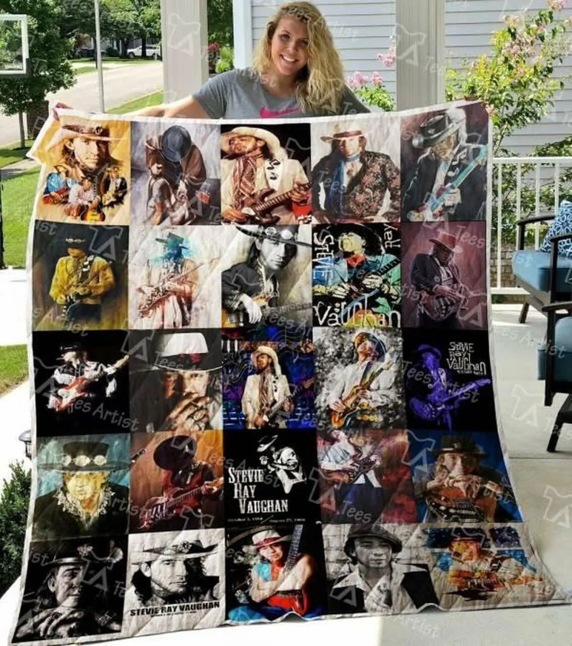Stevie Ray Vaughan Quilt Blanket Limited Quilt Blanket and Home Decor