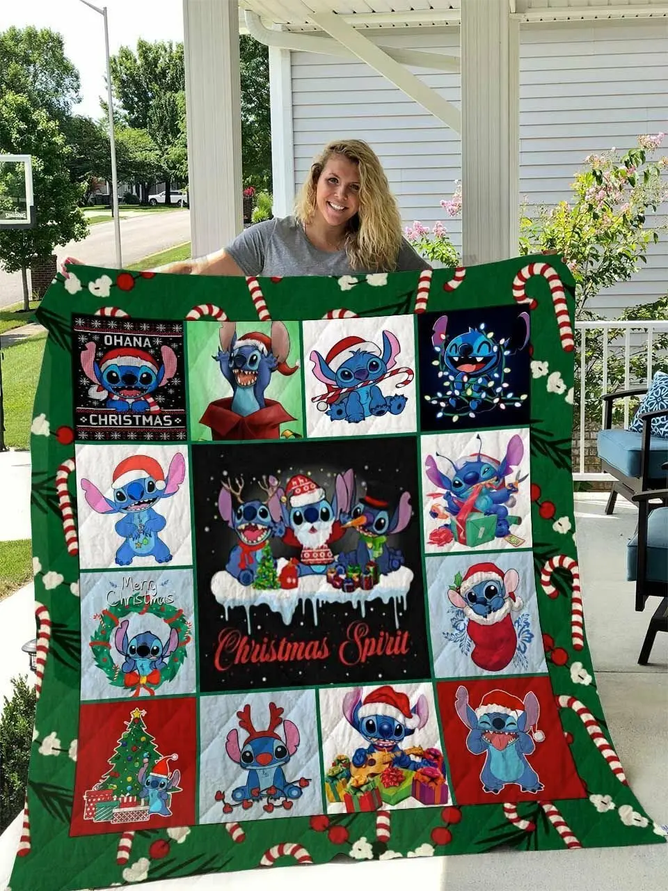 Stitch Christmas Quilt Blanket and Home Decor