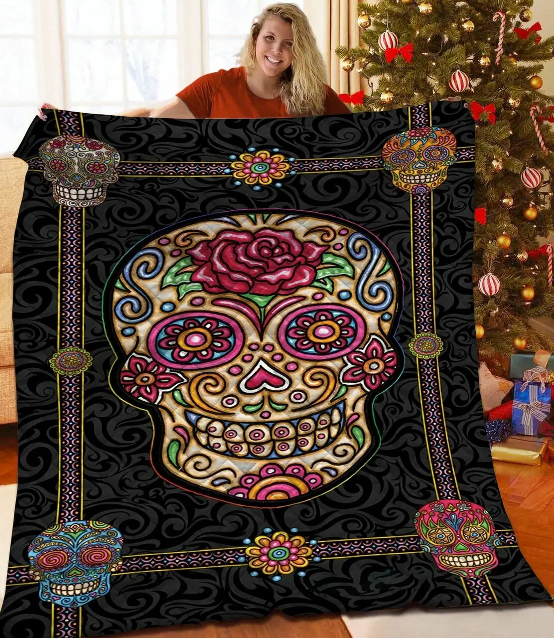 Sugar Skull JFJ13188 3D Customized Quilt 2707 and Home Decor