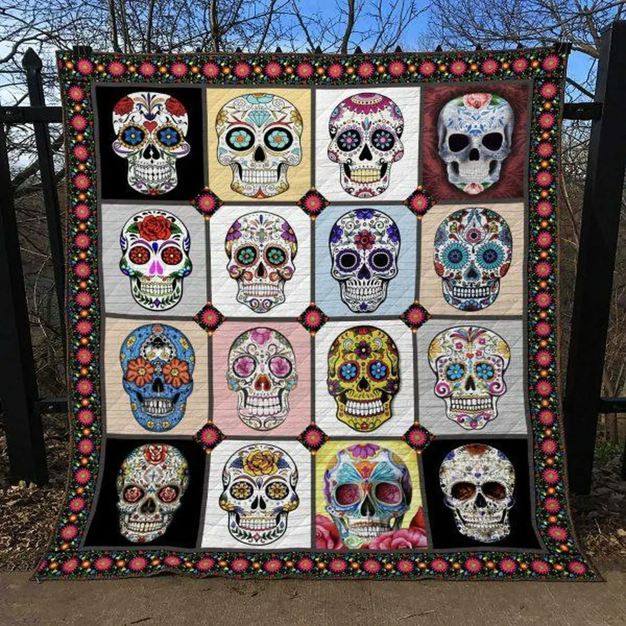 Sugar Skull Quilt Blanket Quilt and Home Decor