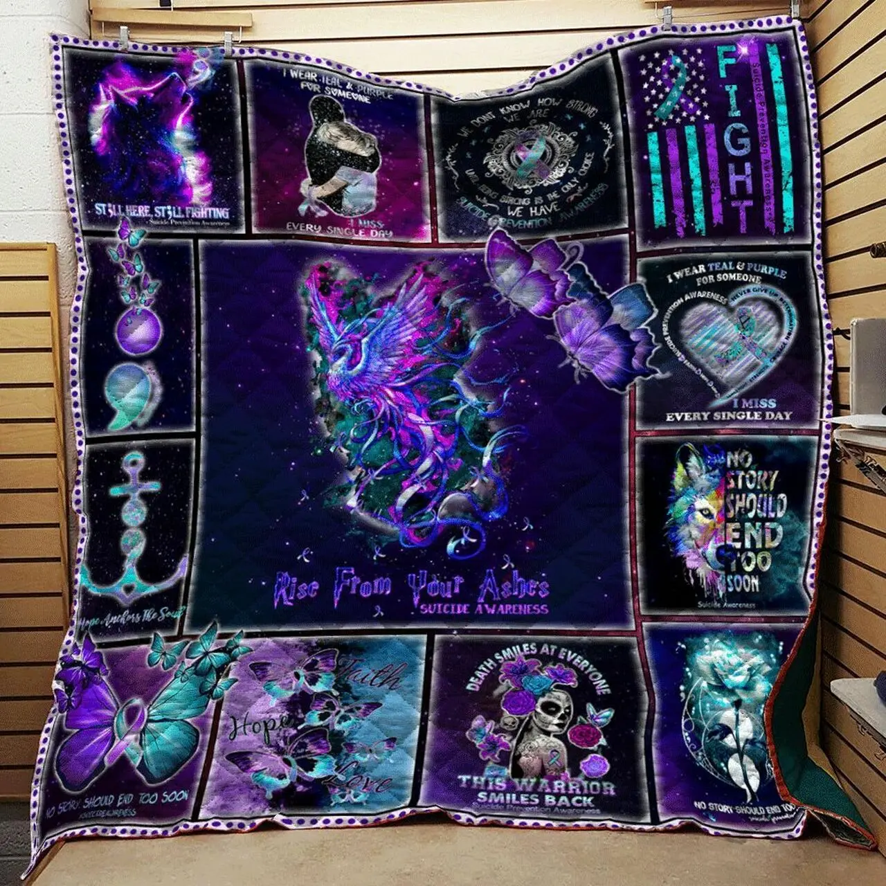 Suicide Prevention Awareness Quilt Blanket Dhc0102419Td and Home Decor