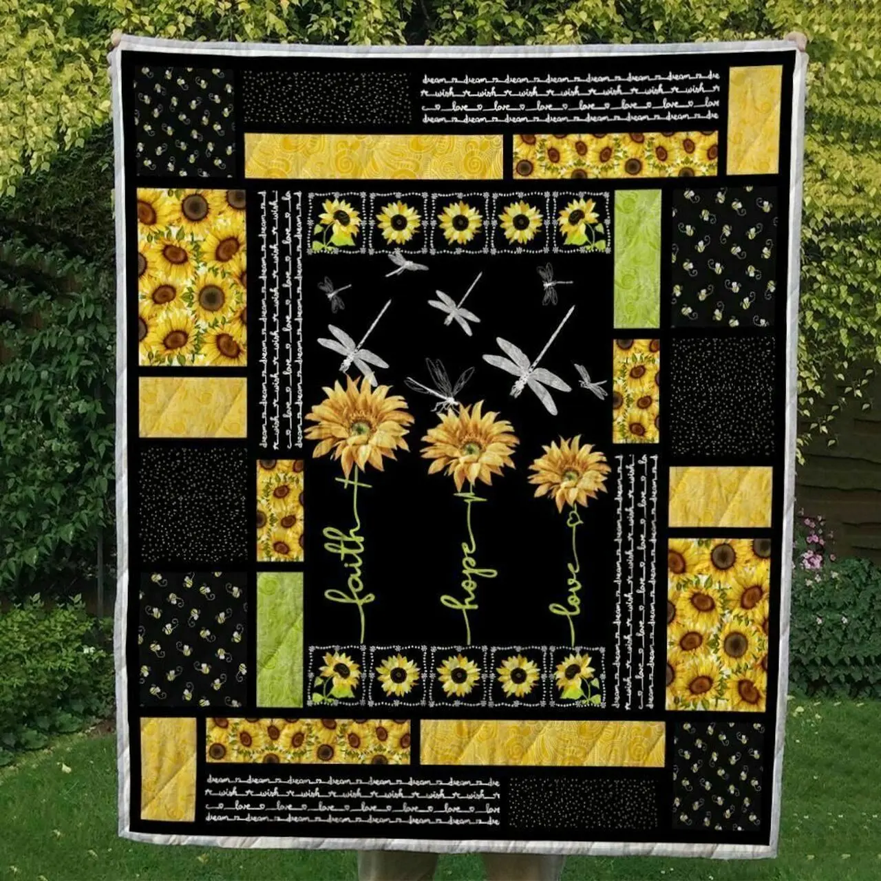 Sunflower And Dragonfly Hur Quilt nx and Home Decor