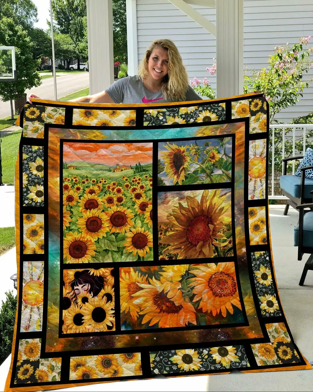 Sunflower Quilt Blanket Quilt and Home Decor