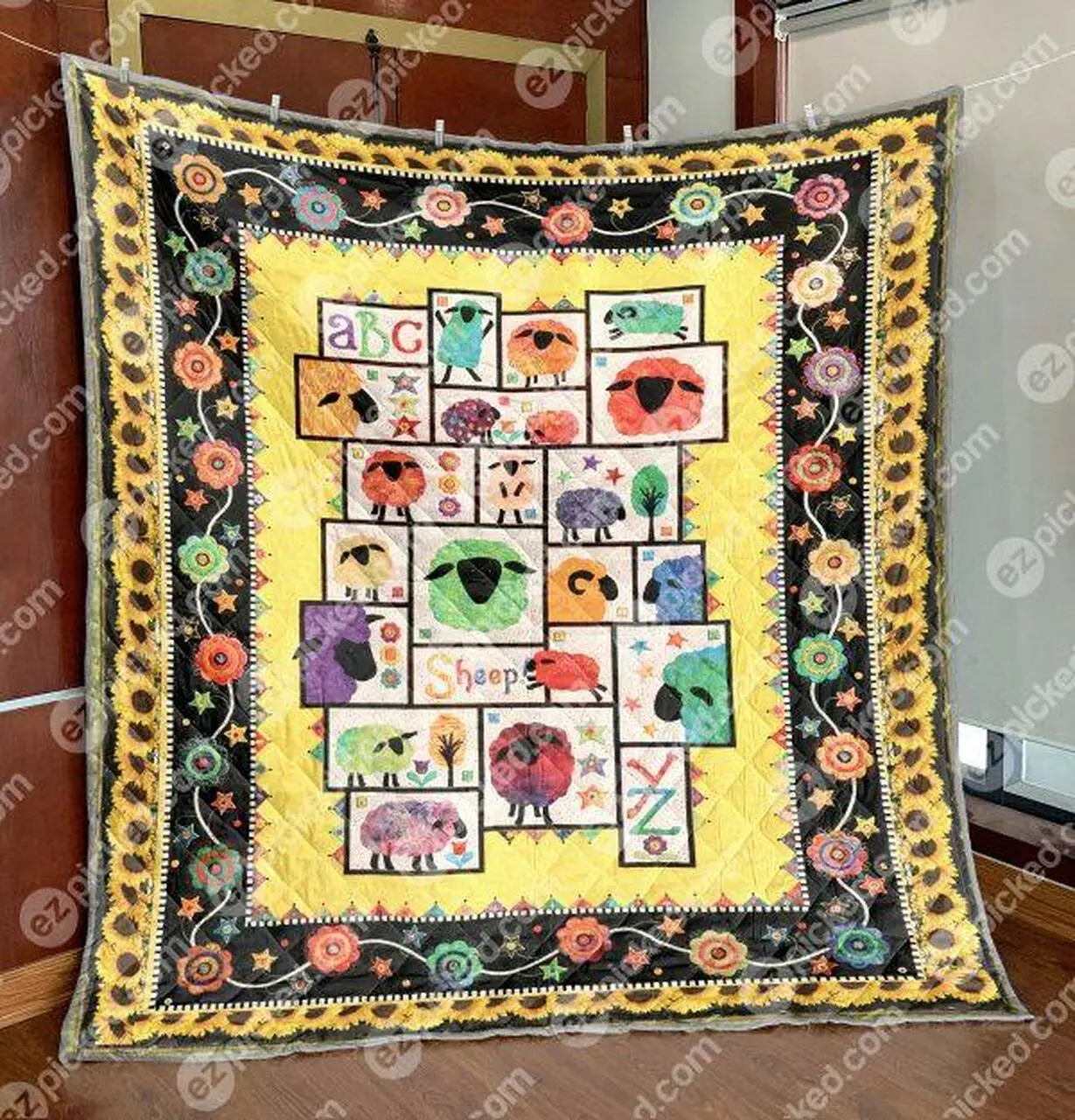 Sunflower Sheep Quilt Blanket Yhl3 Quilt and Home Decor