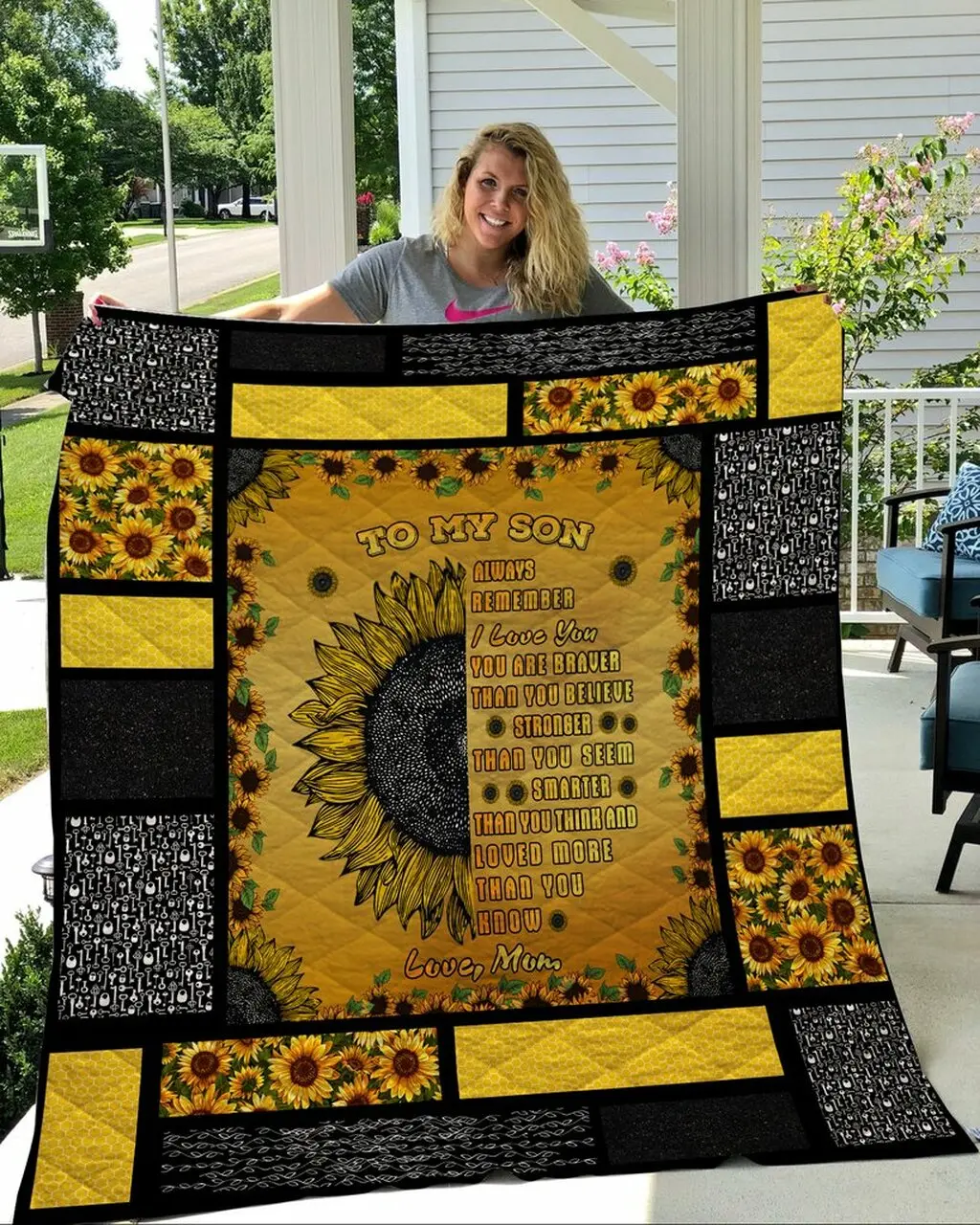 Sunflower – To My Son Quilt and Home Decor