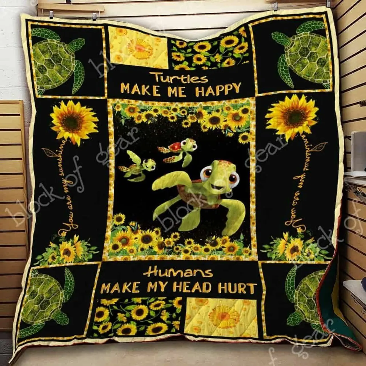 Sunflower Turtle Cl2100480Mdq Quilt Blanket and Home Decor